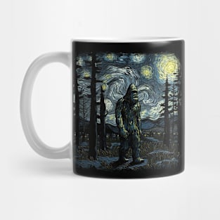 Bigfoot Starry Night Van Gogh Painting Sasquatch Art Mug